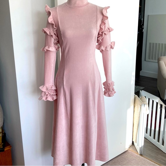 Unosa pink ruffle cottage core dress - Picture 2 of 8